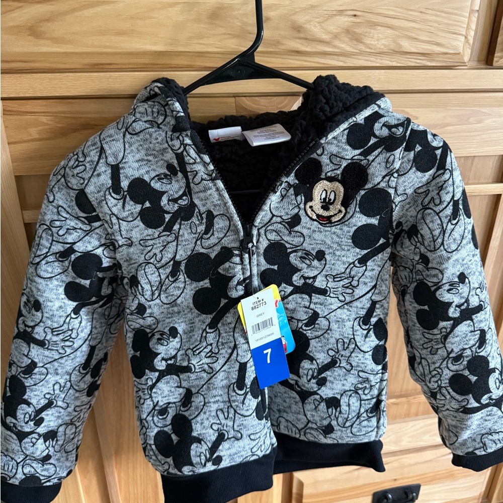 Disney Mickey Mouse Gray Casual Hoodie Kids Size 7‎ NWT